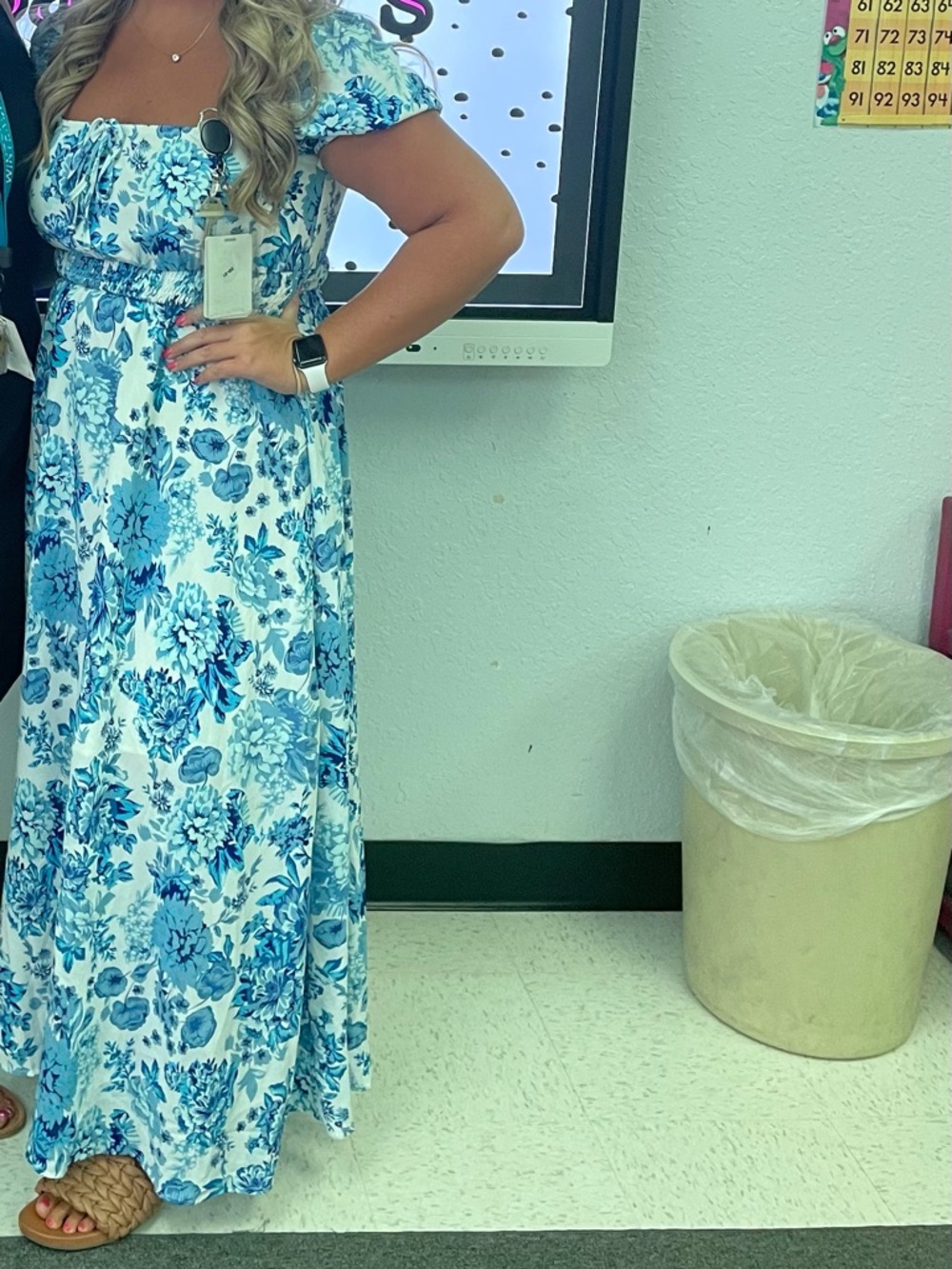 SHEIN Blue & White Floral Maxi Dress